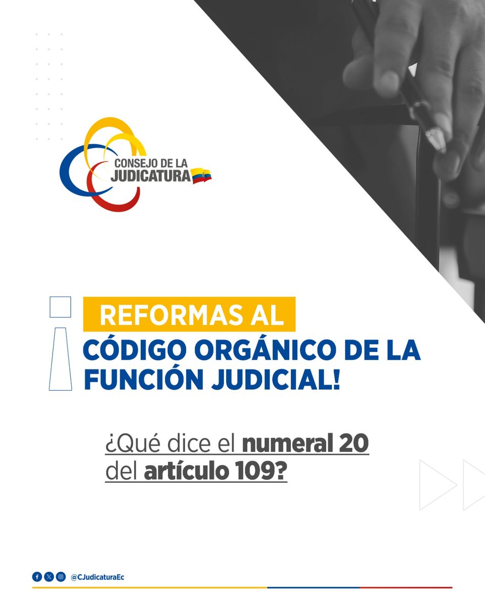AzuayCJ's tweet image. 📖 #ReformasCOFJ

El art. 109 del COFJ incluye nuevas faltas gravísimas, sancionadas con destitución. 🚫 Entre ellas: establecer vínculos, directos o indirectos, con organizaciones delictivas o favorecer sus intereses.

🔗 Revisa: tinyurl.com/529rwzpj

#JusticiaResponsable ⚖️