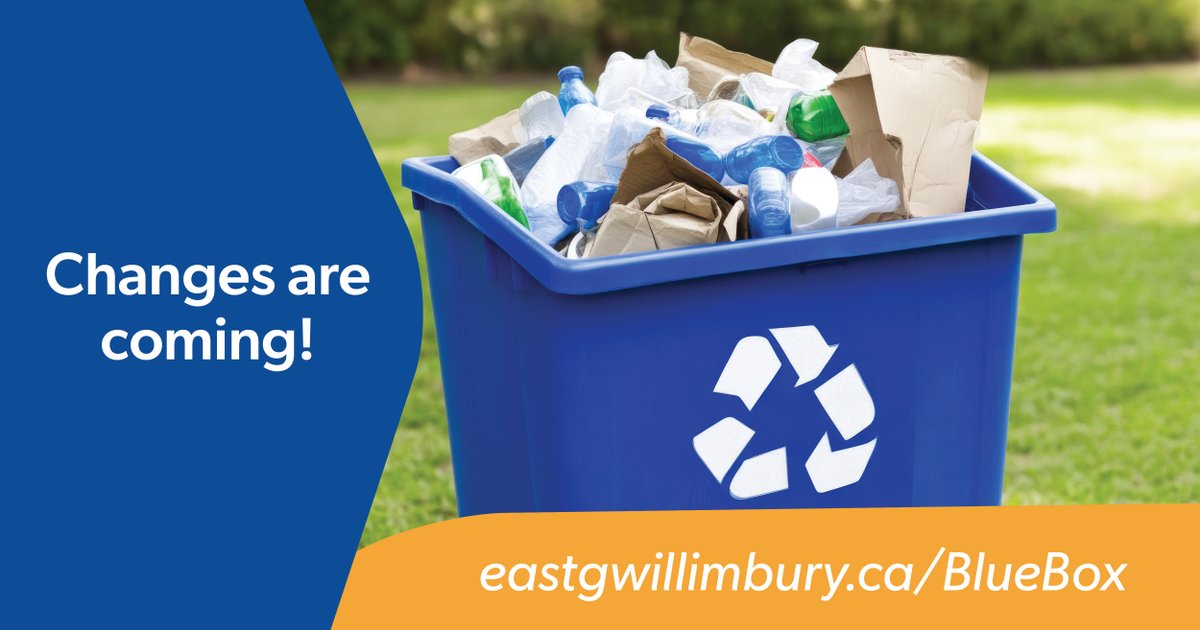 Starting December 31, 2025, producers will take over the Blue Box program in The Town of East Gwillimbury. They'll be responsible for the cost, operation, and performance of Blue Box recycling under Ontario’s province-wide producer responsibility model. 

This transition is part