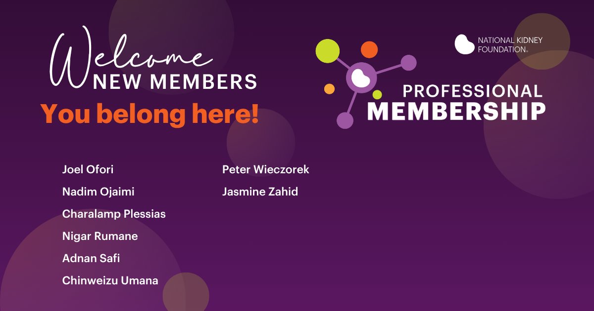 NKF_NephPros's tweet image. We would like to give a warm welcome to our New Members this week!!
We can't wait to connect with you!