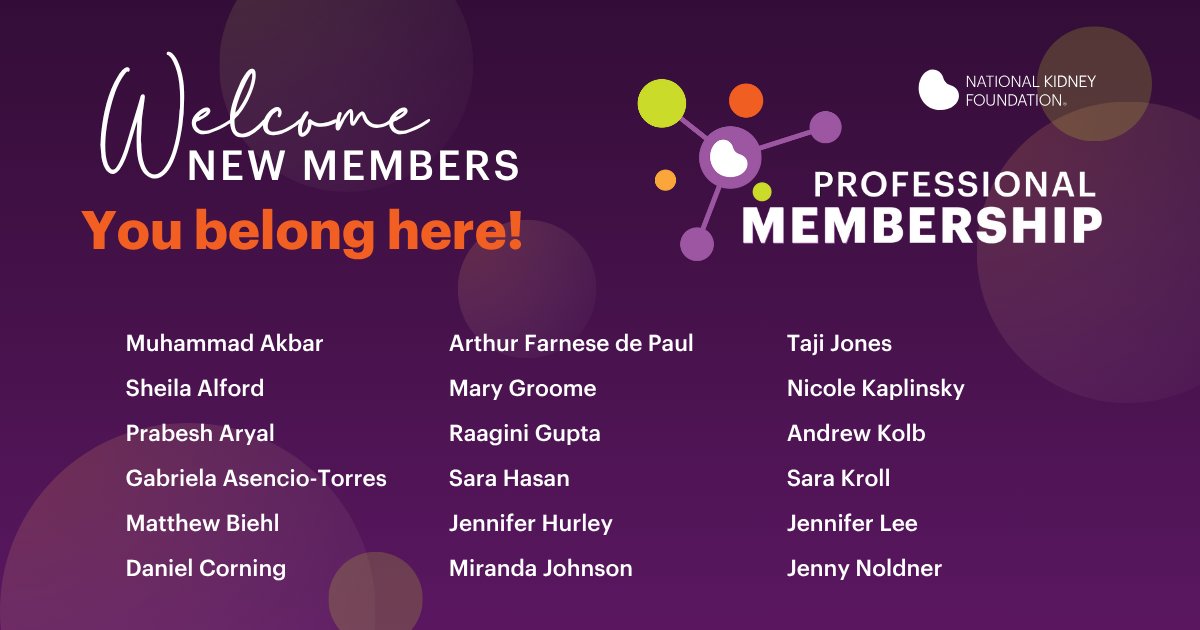 NKF_NephPros's tweet image. We would like to give a warm welcome to our New Members this week!!
We can't wait to connect with you!