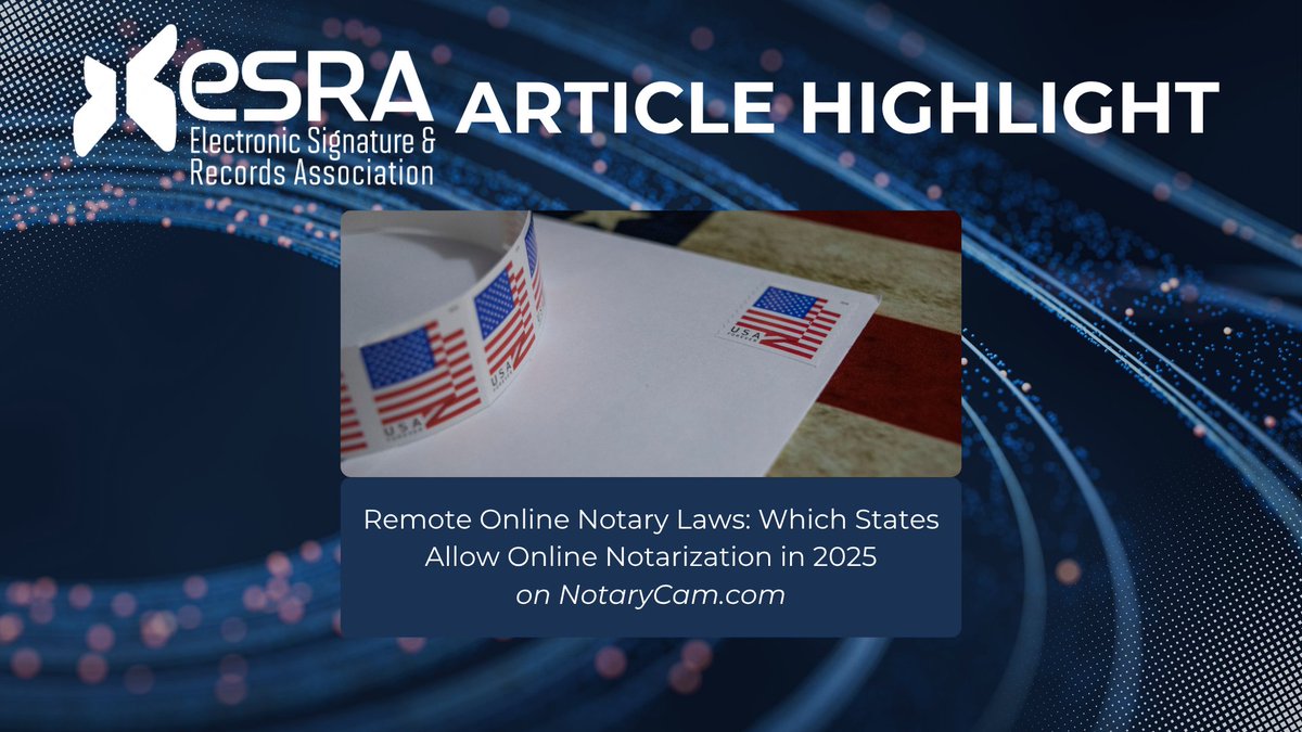 esignrecords's tweet image. 🖥️ As of Feb 2025, 45 states + DC permit Remote Online Notarization (RON). If you’re still mailing documents for notarization, you’re in the shrinking minority! ow.ly/GyfO50WgmNA
#RON #eNotary #DigitalFirst