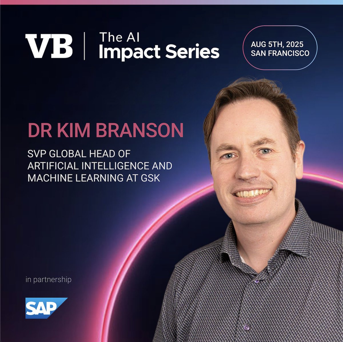 VentureBeat's tweet image. How do you scale AI when lives are on the line? At GSK, agentic AI is already transforming drug discovery.
Hear from Kim Branson (GSK), Brad Axen (Block), and Yaad Oren (SAP) at the AI Impact Series on August 5 in SF.
Secure your spot: bit.ly/4kTsOqi