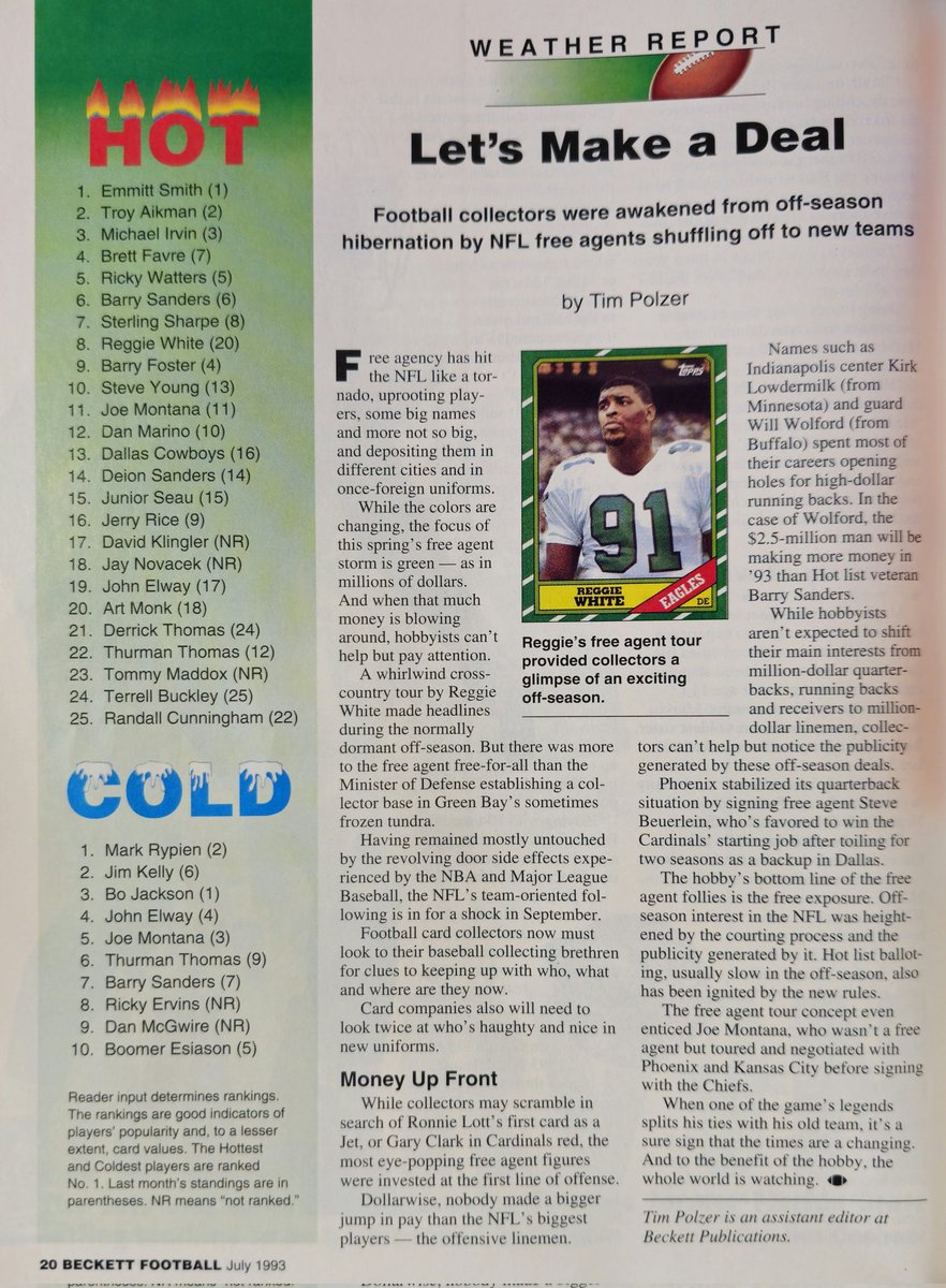 JunkWaxHeroes's tweet image. Emmitt Smith was #1 on the Beckett Football Hot List in July 1993 🔥