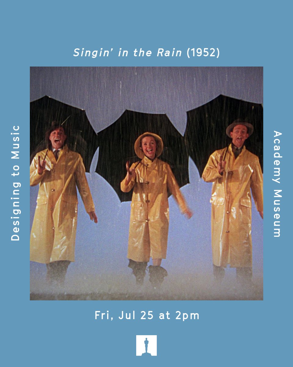 AcademyMuseum's tweet image. July 25 at 2:00PM | SINGIN’ IN THE RAIN in 4K
Make ‘em laugh, tap, and fall in love! SINGIN’ IN THE RAIN is Hollywood’s most joyful musical about Hollywood itself, bursting with iconic numbers and pure movie magic.
🎟️ acadmu.se/SinginInTheRai…