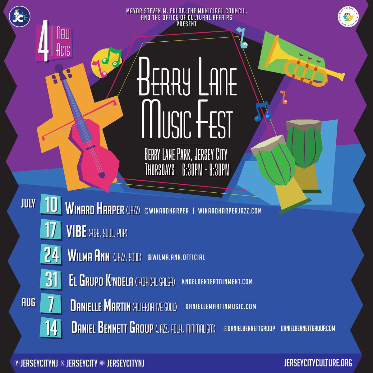 JerseyCity's tweet image. Swing on down to Berry Lane to catch an amazing lineup of summer concerts! 🎷
@jcartandculture #JerseyCity