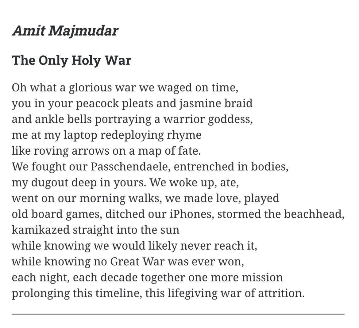 Amit Majmudar (@amitmajmudar) on Twitter photo All’s fair in love and war—and poetry…. Here’s a new warlike love sonnet in <a href="/newversereview/">New Verse Review</a> with thanks as ever to the keen-eyed <a href="/StevenEKnepper/">Steven Knepper</a> All’s fair in love and war—and poetry…. Here’s a new warlike love sonnet in <a href="/newversereview/">New Verse Review</a> with thanks as ever to the keen-eyed <a href="/StevenEKnepper/">Steven Knepper</a>