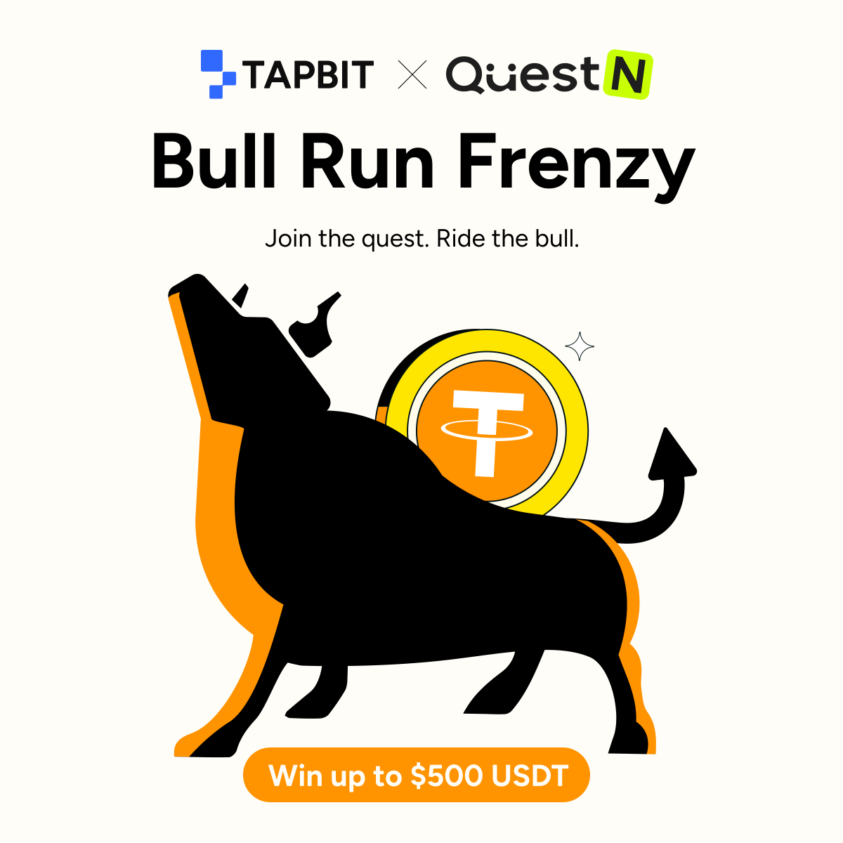 Tapbitglobal's tweet image. 🐂 The bull is back — and so is the frenzy!
💥Tapbit × @QuestN_com are dropping rewards worth up to $500 USDT!
🚀Join the quest. Ride the bull.
👉app.questn.com/quest/10623594…
🎁 Drop your UID to receive an exclusive deposit cashback voucher.
💸 Don’t just chase the bull — ride it…