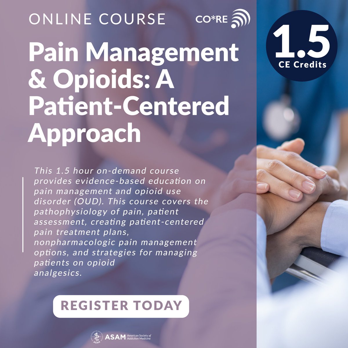 ASAMorg's tweet image. This course meets many states’ opioid education requirements and complies with the FDA’s Opioid Analgesic Risk Evaluation and Mitigation Strategy (REMS) education requirements as outlined in the October 2023 "Blueprint" >> ow.ly/c3r950WsVL3
#ASAM #REMS #AddictionMedicine