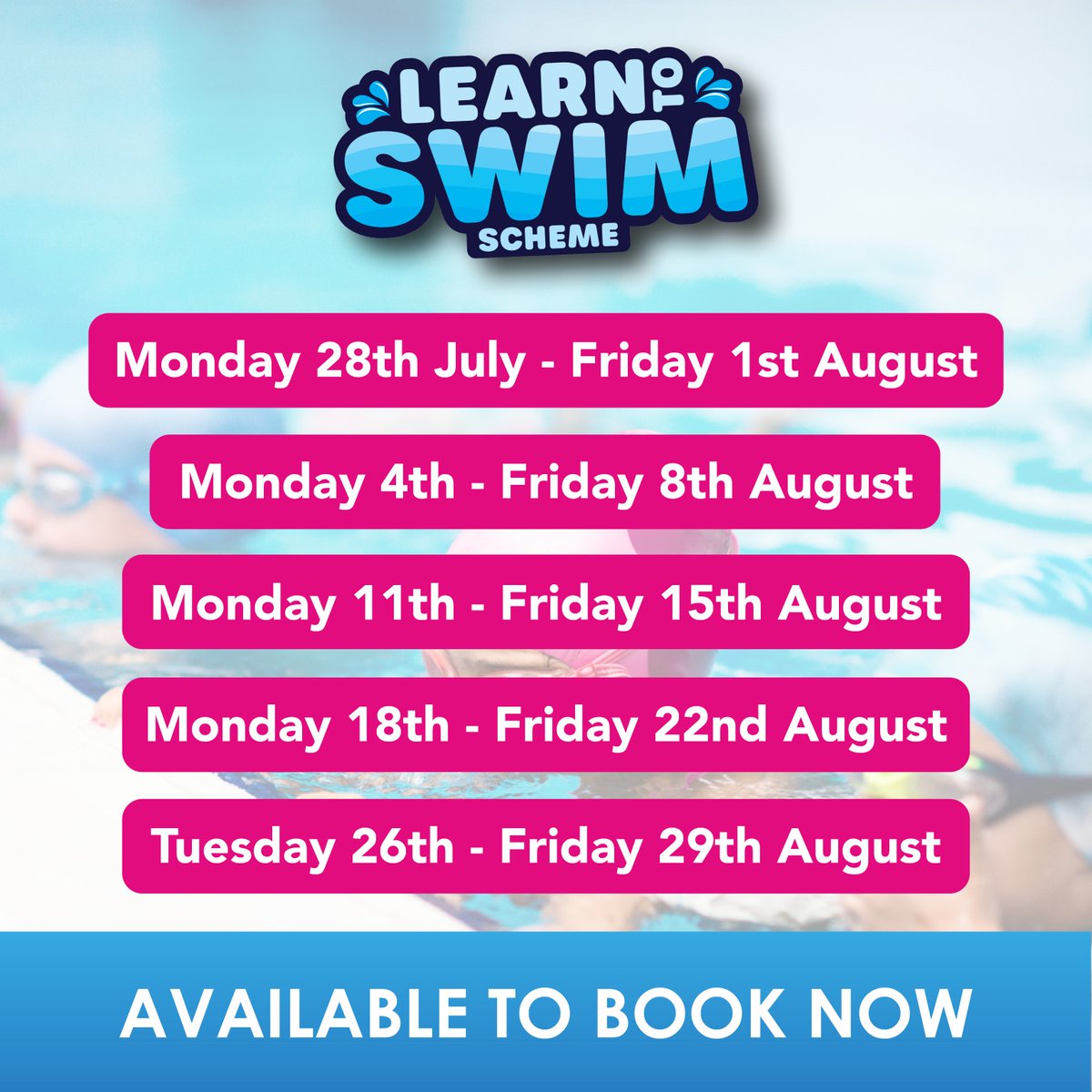 TeesActive's tweet image. 🏊Spaces still available for Intensive Learn to Swim lessons at IB Leisure over the summer holidays ☀️

📅 Find out more about stages and times at teesactive.co.uk/swimming-cours…

Book now at reception or call 01642 132020 📞