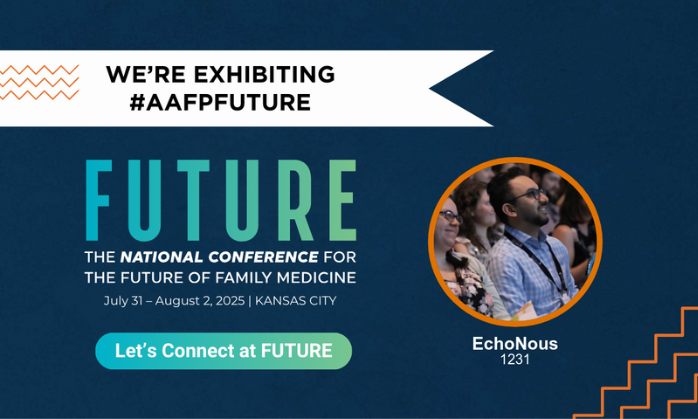 We’re proud to be exhibiting at FUTURE 2025 with the American Academy of Family Physicians, happening July 31–August 2!

Future family physicians—come visit the EchoNous booth to:
✅ Connect with industry leaders
✅ Explore the latest innovations
✅ Get inspired about your future