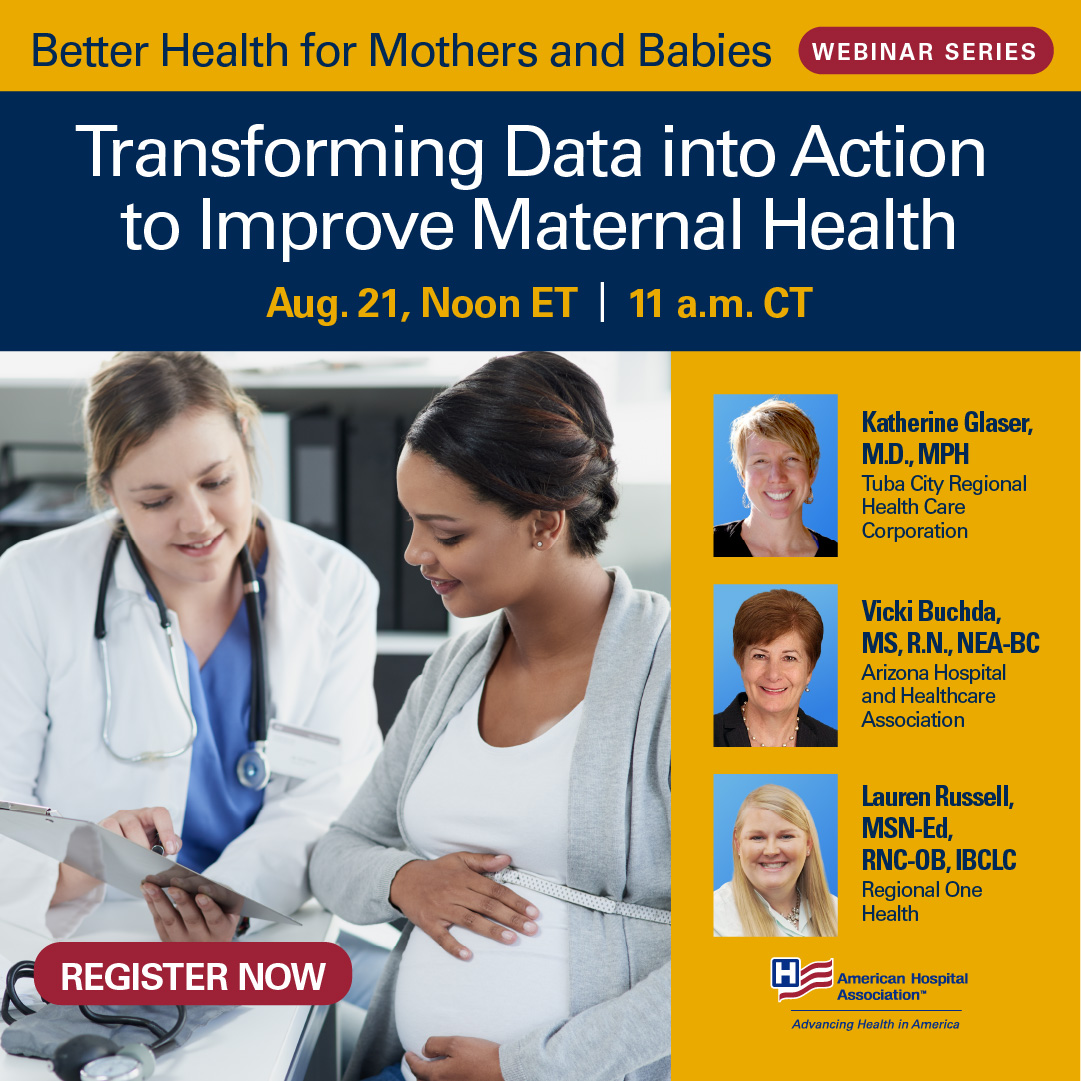 communityhlth's tweet image. Data is powerful — but only when it's put into action. Join the AHA's Aug. 21 webinar to explore how hospitals and health systems can use data insights to create safe, high-quality pregnancy and postpartum care. Learn more and register: ow.ly/wSOS50WtAyX