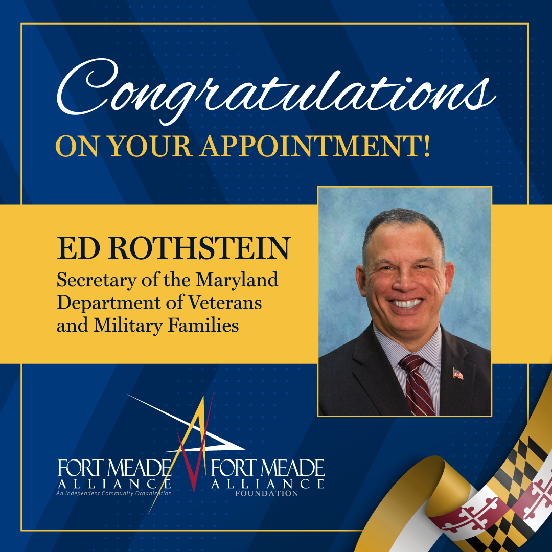 FtMeadeAlliance's tweet image. Congratulations to #FMAFoundation Board Member Ed Rothstein on his appointment as Secretary of the #MD Department of Veterans and Military Families. A retired U.S. Army Colonel, Ed has long been a champion for veterans and military familes.
ow.ly/bzem50WttoQ
