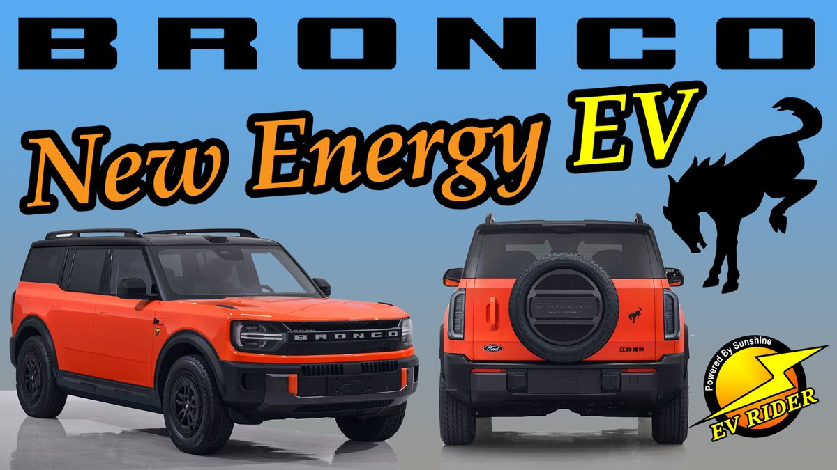 The upcoming Ford Bronco New Energy EV has an estimated range of 404 miles per charge but like at least 4 other plug-ins from Ford, it's not expected to be sold here in the U.S. Story, video: evrider.tv/ford-ev-bronco… <a href="/FordBroncoLife/">FordBronco</a> <a href="/Bronco6G/">Bronco6G</a>