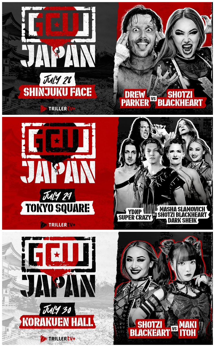 Shotzi Blackheart’s 3 matches for the upcoming GCW Japan shows next week! 🔥

<a href="/ShotziTCB/">Shotzi</a> #GCWJapan 🇯🇵