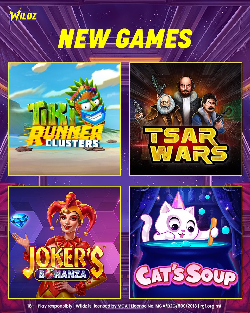 New Games Released 🕹️
Let us know which one you will be playing first 🎰

.
.

T&amp;Cs Apply | 18+ | Please Gamble Responsibly | Wildz is fully licensed by The Malta Gaming Authority MGA/B2C/599/2018 | gamblingtherapy.org

#slots #onlineslots #gambling #NewSlots #NewSlotRelease