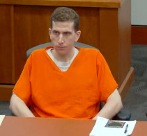 JLRINVESTIGATES's tweet image. Bryan Kohberger has a heart on a piece of paper in front of him.