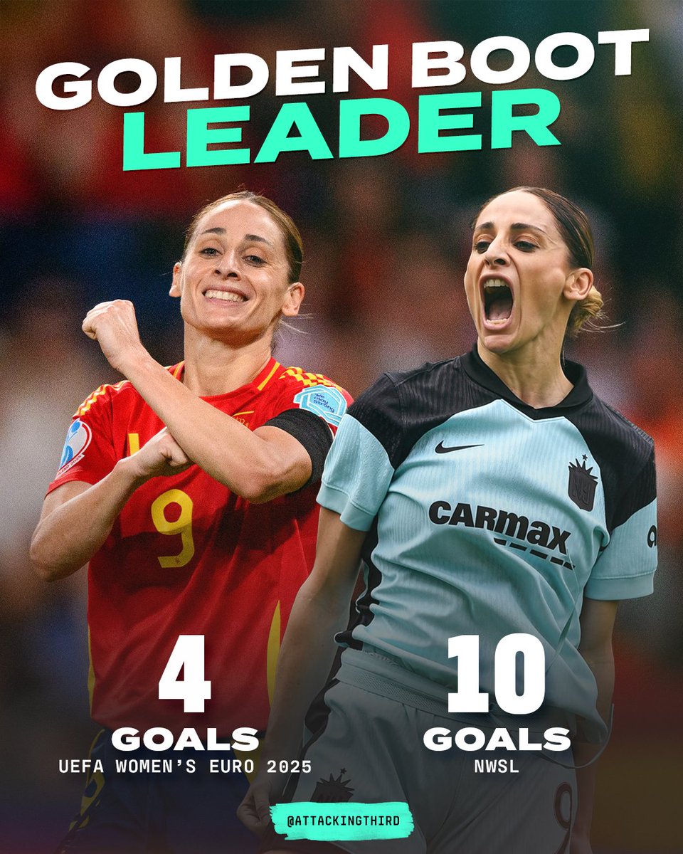 AttackingThird's tweet image. Esther is on DOUBLE golden boot watch 👀
Top scorer at @WEURO2025 and in the @NWSL 🌟