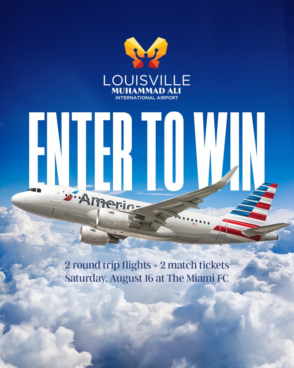 loucityfc's tweet image. Free trip to Miami?! 😱
Enter to win 2️⃣ round trip flights and 2️⃣ match tickets to our match against The Maimi FC on Saturday, August 16, thanks to @FlyLouisville!
To enter ➡️ tinyurl.com/2d28j337