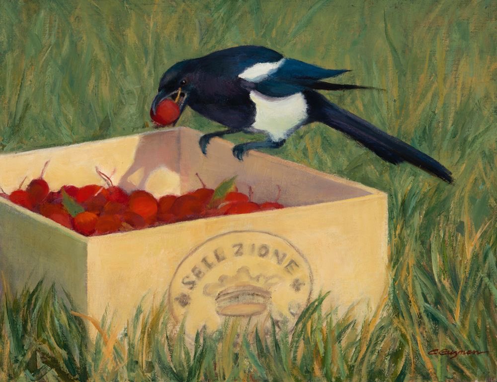 HWarlow's tweet image. Carol Guzman
Artist . ‘Crabapple Pie’
She and her husband Clive Aspevig who is also an artist live in America ( Montana)
Birds are her subject.