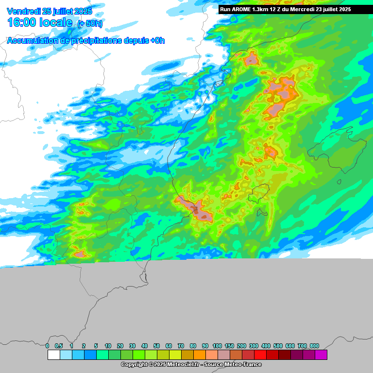 Arome aumenta acumulados. Las tormentas mañana pueden ser muy intensas. Ojo al norte de Alicante, donde el viento de gregal podria formar un potente sistema convectivo.