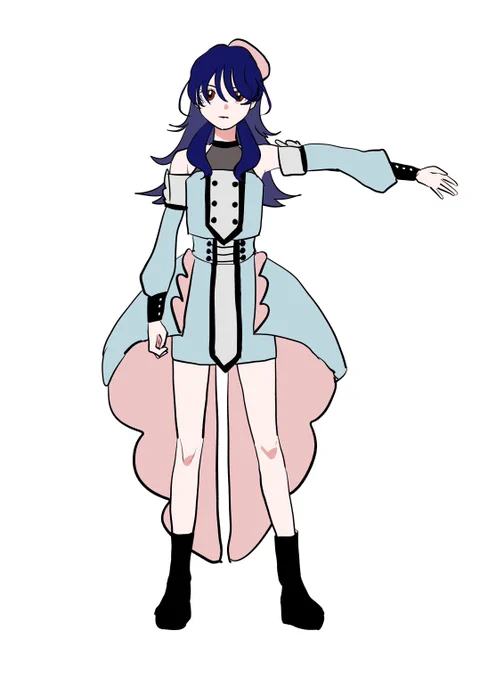 カラーカットのアイドル衣装の原案はこんな感じでした(ホマレ先生デザイン/大鷹絵循菜に差し替えてます) #アイドラトリィ