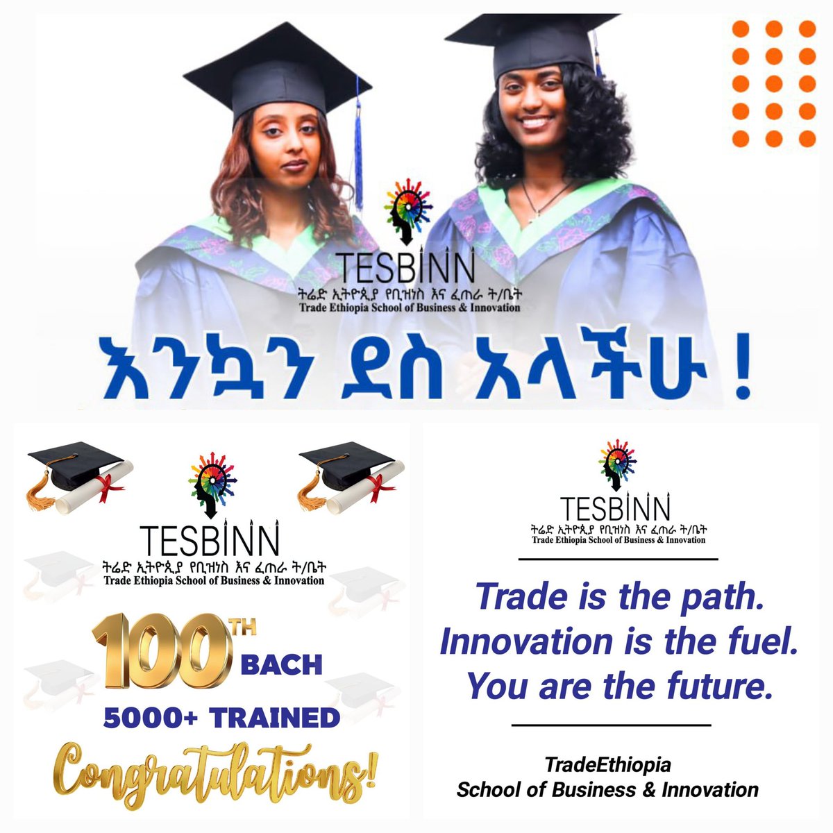 🎓 “Making History – TESBINN 100th Batch Graduation!”
On July 26, 2025, TradeEthiopia and TESBINN celebrate our first-ever formal gown graduation — honoring 20 new trade leaders ready to transform Ethiopia’s place in the global economy.

Why It Matters
"Ethiopia’s Resources,