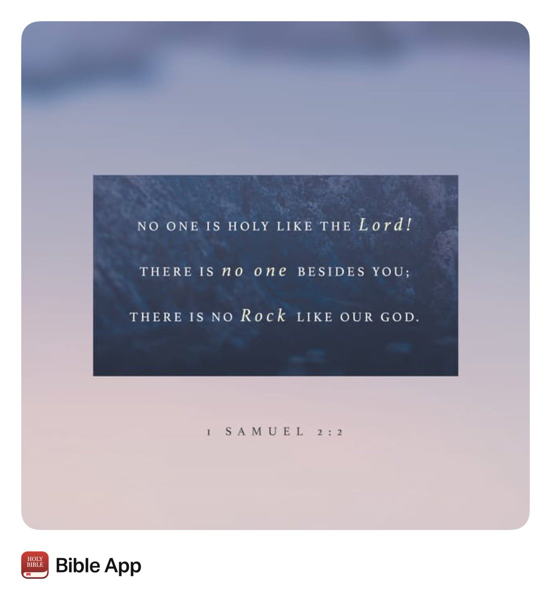 “No one is holy like the Lord! There is no one besides you; there is no Rock like our God.”
1 Samuel 2:2 NLT bible.com/bible/116/1sa.…