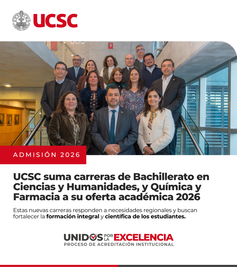 ucscconcepcion's tweet image. Buenas noticias! 🎓 | La UCSC suma dos nuevas carreras para la #Admisión2026: Química y Farmacia y Bachillerato en Ciencias y Humanidades.
📲 Revisa más información aquí: ucsc.cl/medios-ucsc/no…
