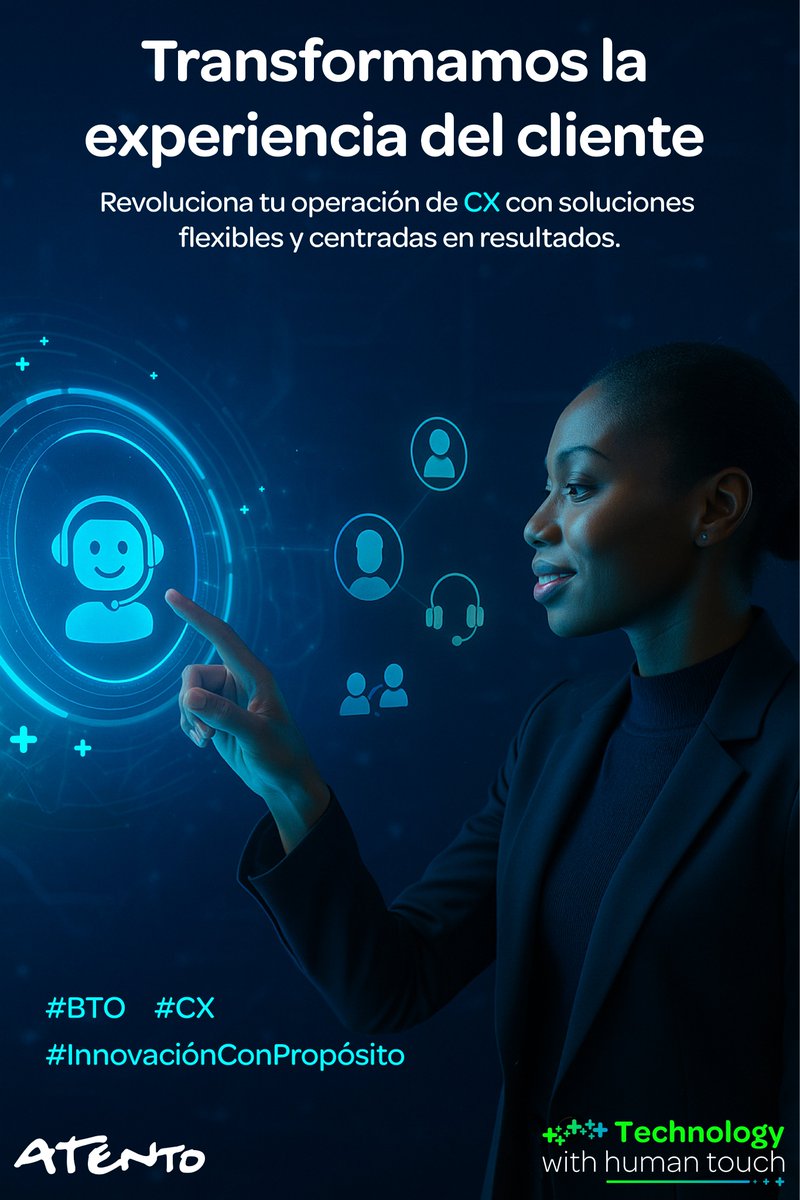 📈 Revoluciona tu operación de CX con un modelo adaptable, eficiente y centrado en generar valor real para tu negocio.
 
🔗 Conoce cómo podemos acompañarte: atento.com/es/contacto-pa…
 
#CX #TransformaciónDigital #BTO #CustomerExperience #Innovación #LiderazgoEnCX #Atento