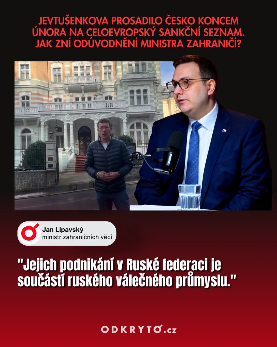 ‼️ Jak se dostal ruský zbrojař Jevtušenkov na sankční seznam? Na otázku odpovídá ministr zahraničí <a href="/JanLipavsky/">Jan Lipavský</a>. V aktuálním díle Ruského světa se věnujeme případu karlovarského hotelu Savoy Westend vlastněného právě Jevtušenkovem. Ten jej i přes sankce provozuje na základě