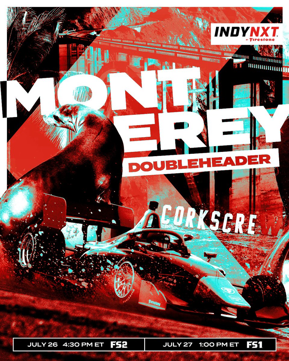 INDYNXT's tweet image. Goinβ to the Golden State ποΈ
πΊ: Grand Prix of Monterey Race 1 - Saturday at 4:30 PM ET on FS2
πΊ: Grand Prix of Monterey Race 2 - Sunday at 1:00 PM ET on FS1