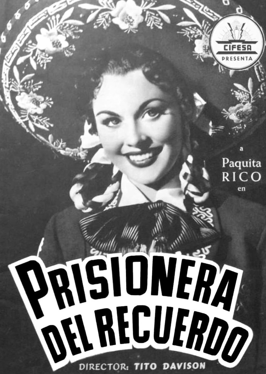 INEHRM's tweet image. #CineHistoria
“Prisionera del pasado” es un filme de mediados de la década de 1950, con tintes cómicos y de musical, la historia sigue el enamoramiento de la cantante Paquita Rico, que se casa con un capitán que esconde una doble identidad.