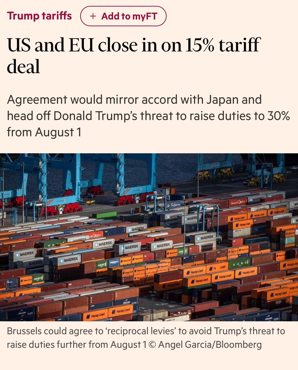 Jovan_Jankovic3's tweet image. on.ft.com/4f3KBtH US and EU close in on 15% tariff deal
