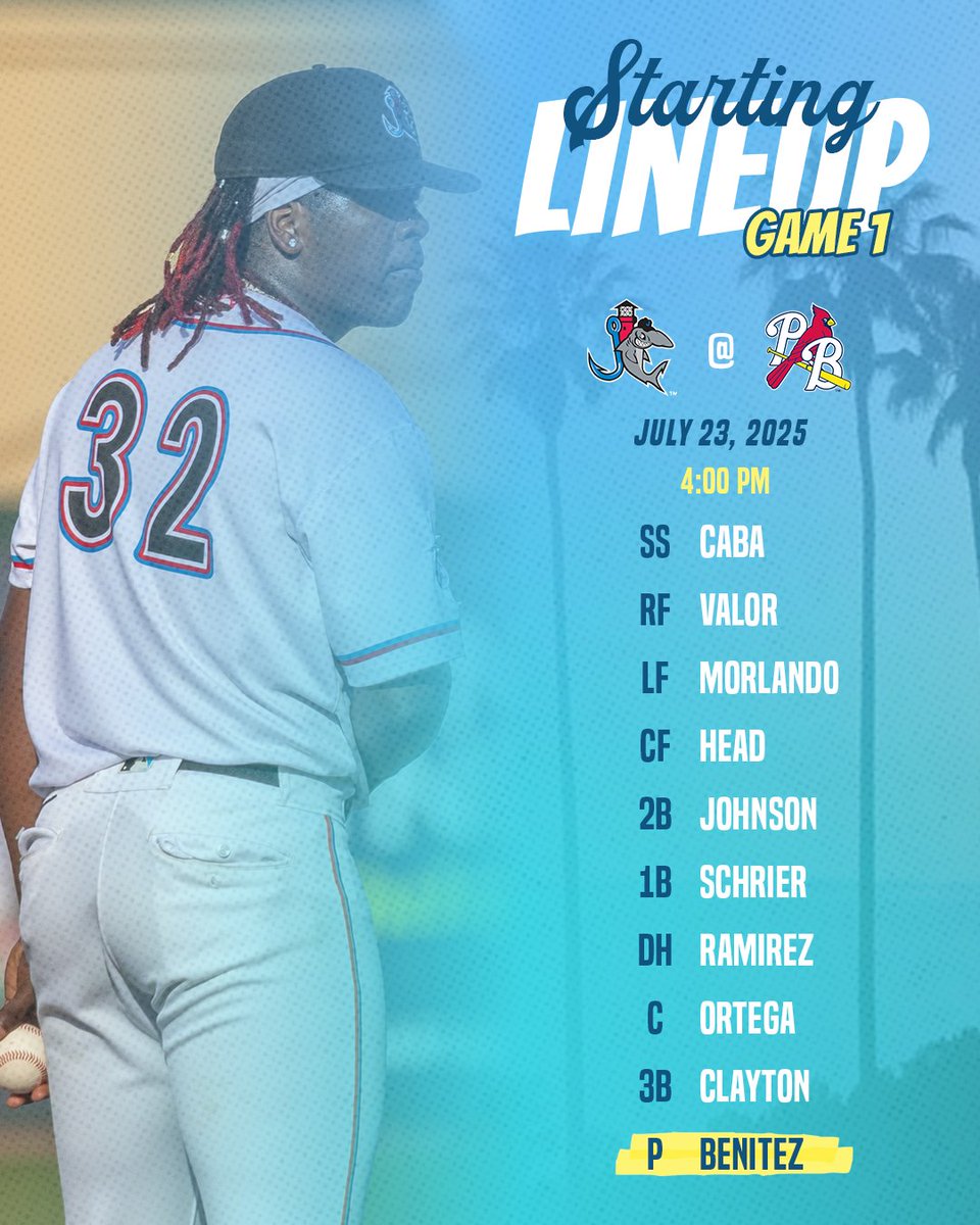 GoHammerheads's tweet image. Duel of The Dean Doubleheader!!!
Game 1 begins at 4pm and will last 7 innings. Game 2 will begin 30 minutes after the first game concludes.
🆚 Palm Beach Cardinals
⏰ 4:00 PM (Game 1)
🏟️ Roger Dean Chevrolet Stadium
📺 MiLB.TV, MiLB App, and Bally Sports Live