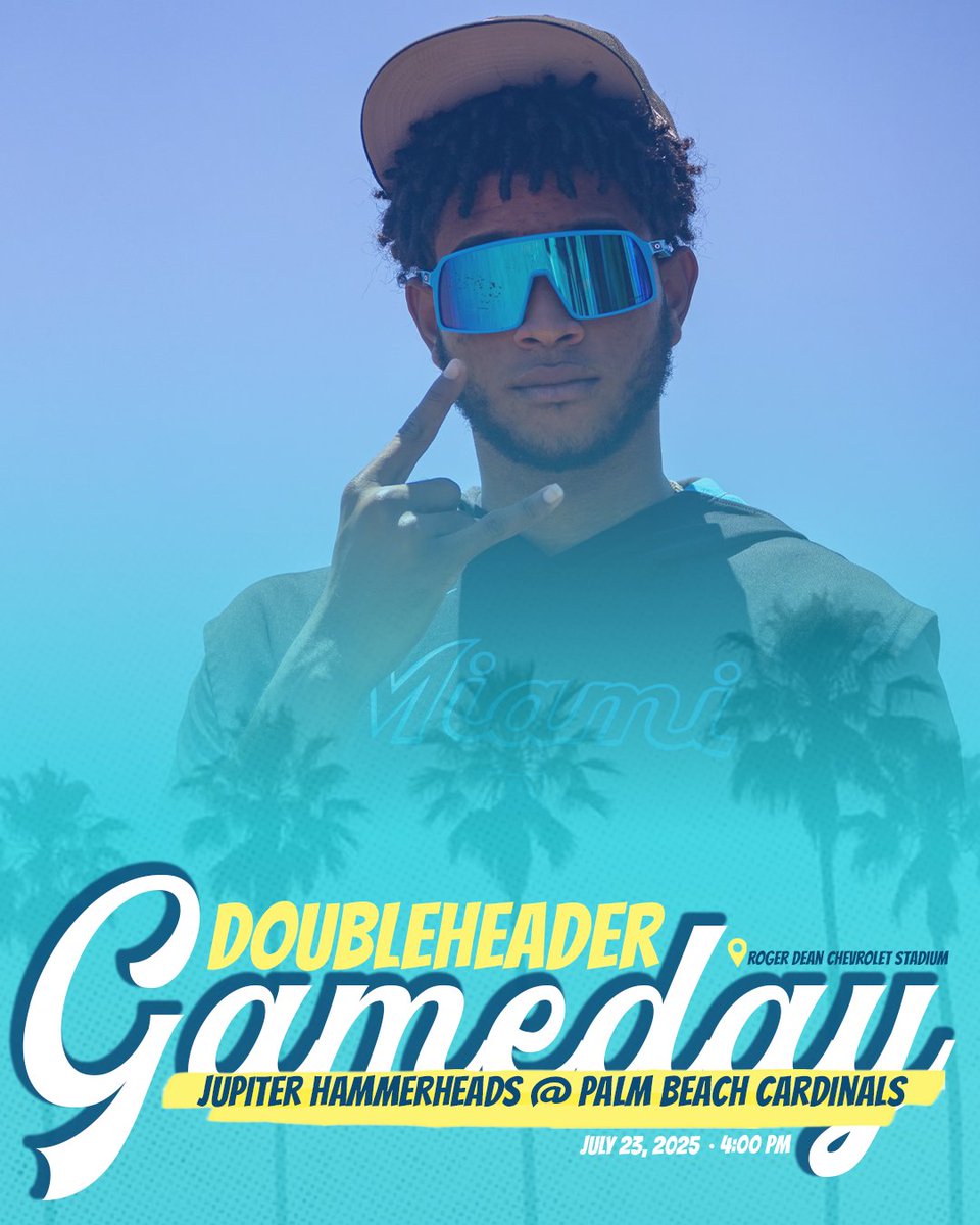 GoHammerheads's tweet image. Duel of The Dean Doubleheader!!!
Game 1 begins at 4pm and will last 7 innings. Game 2 will begin 30 minutes after the first game concludes.
🆚 Palm Beach Cardinals
⏰ 4:00 PM (Game 1)
🏟️ Roger Dean Chevrolet Stadium
📺 MiLB.TV, MiLB App, and Bally Sports Live