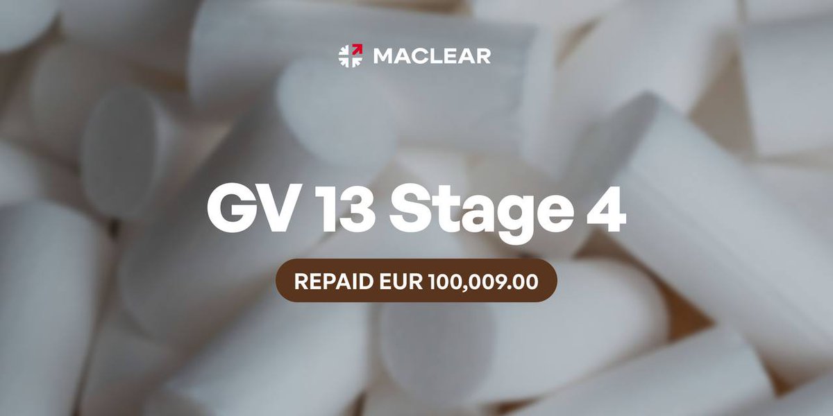 Maclear_ch's tweet image. This week brings great news for our investors 🌟
The principal of GV 13 Stage 4 — €100,009 — has been fully repaid!
Interest rate: 14.4%
More updates coming soon — stay tuned and explore open opportunities on the platform!