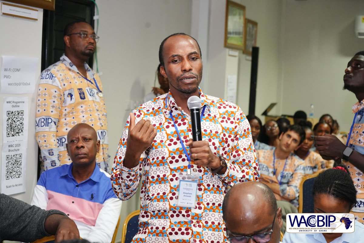 Elvis Twumasi Aboagye delivers a powerful plenary at #WRC2025, chaired by Frederica Partey and Prof. Osbourne Quaye. 
He presents on the discovery of a bi-allelic MARVELD2 variant linked to non-syndromic hearing loss in a Ghanaian family. Using whole exome sequencing, his team