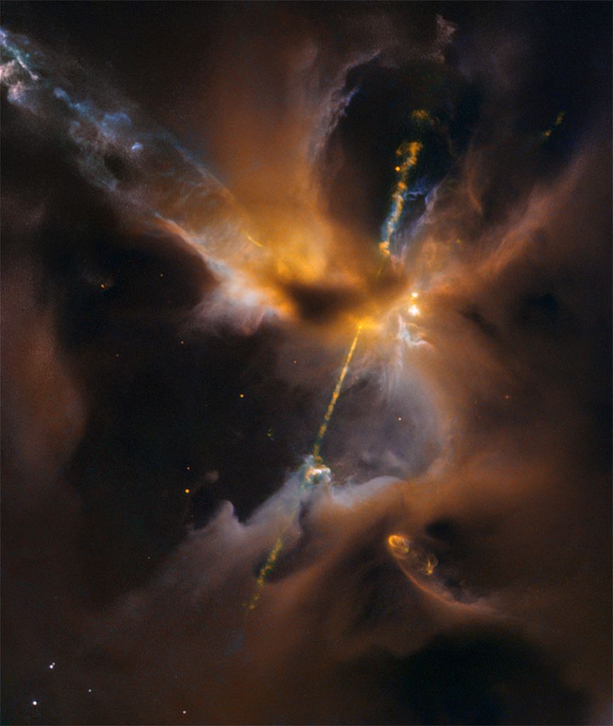 ShiningScience's tweet image. BREAKING 🚨: Hubble Space Telescope discovered twin glowing jets look like a cosmic double‑bladed lightsaber called Herbig-Hero24 (HH24).