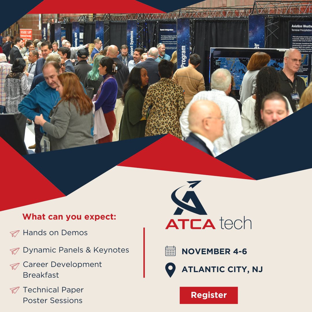 ATCA_now's tweet image. Save with Early Bird - Register by Thursday, July 31st!
Don’t miss ATCA’s Technology Symposium — the premier event exploring AI in predictive safety, FAA modernization, and UAS/UAM integration into the NAS.
atca.org/ATCA-Technical…