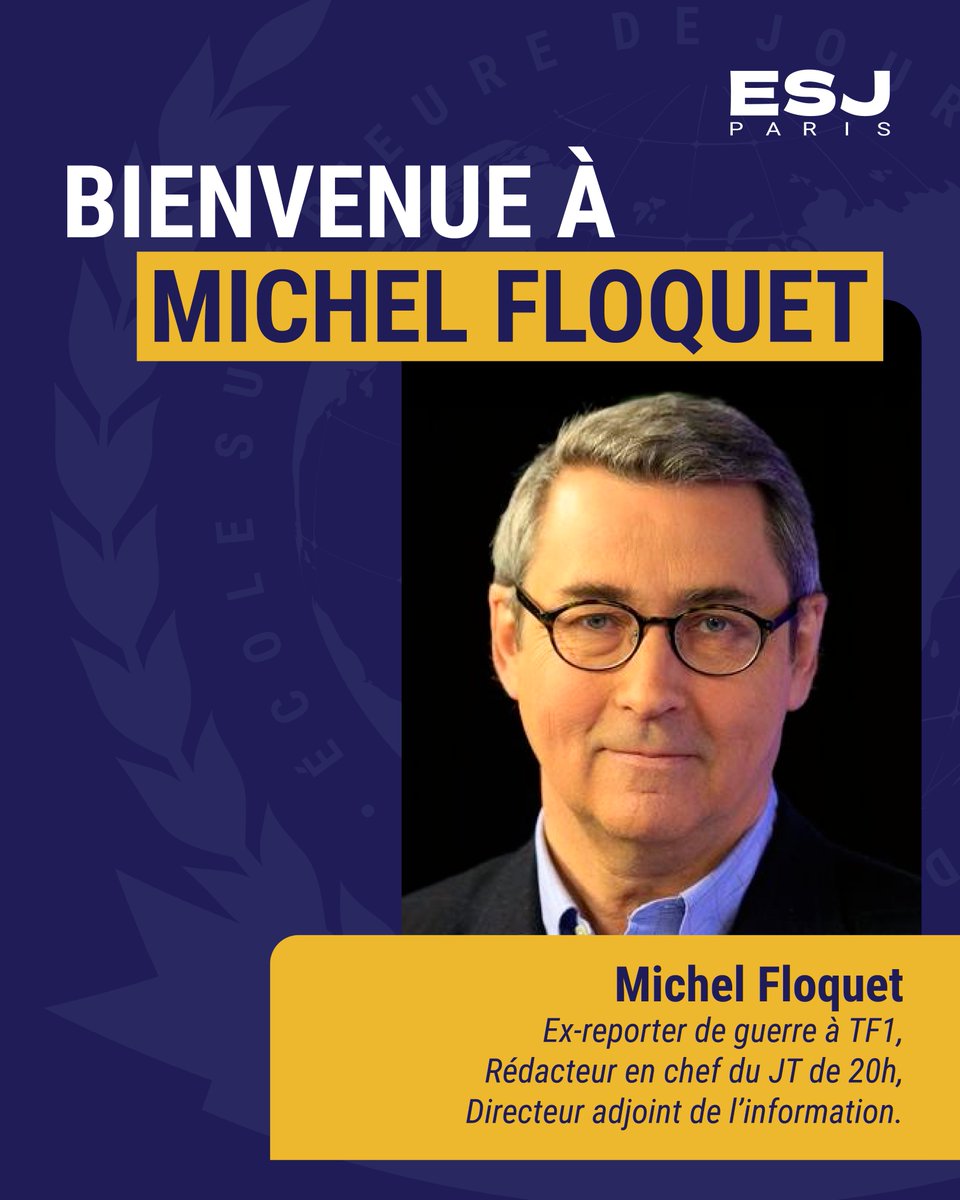 L’ESJ Paris a la joie d’annoncer l’arrivée de Michel Floquet.
Ex-reporter de guerre à TF1, rédacteur en chef du JT de 20h, correspondant à Washington, directeur adjoint de l’information de la première chaîne, il animera la revue de presse hebdomadaire du vendredi.