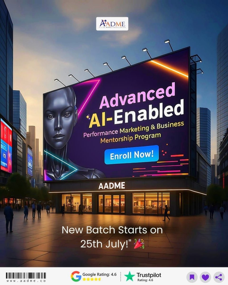 aadmeofficial's tweet image. 🚀 New Batch Starts 25th July!
Level up with AADME’s AI-Powered Marketing &amp;amp; Mentorship Program.
👉 Enroll now &amp;amp; unlock your growth!
 
Link: tinyurl.com/4zez77yu

[ Digital marketing course, performance marketing, AI- enabled Performance Marketing course]

#aadme