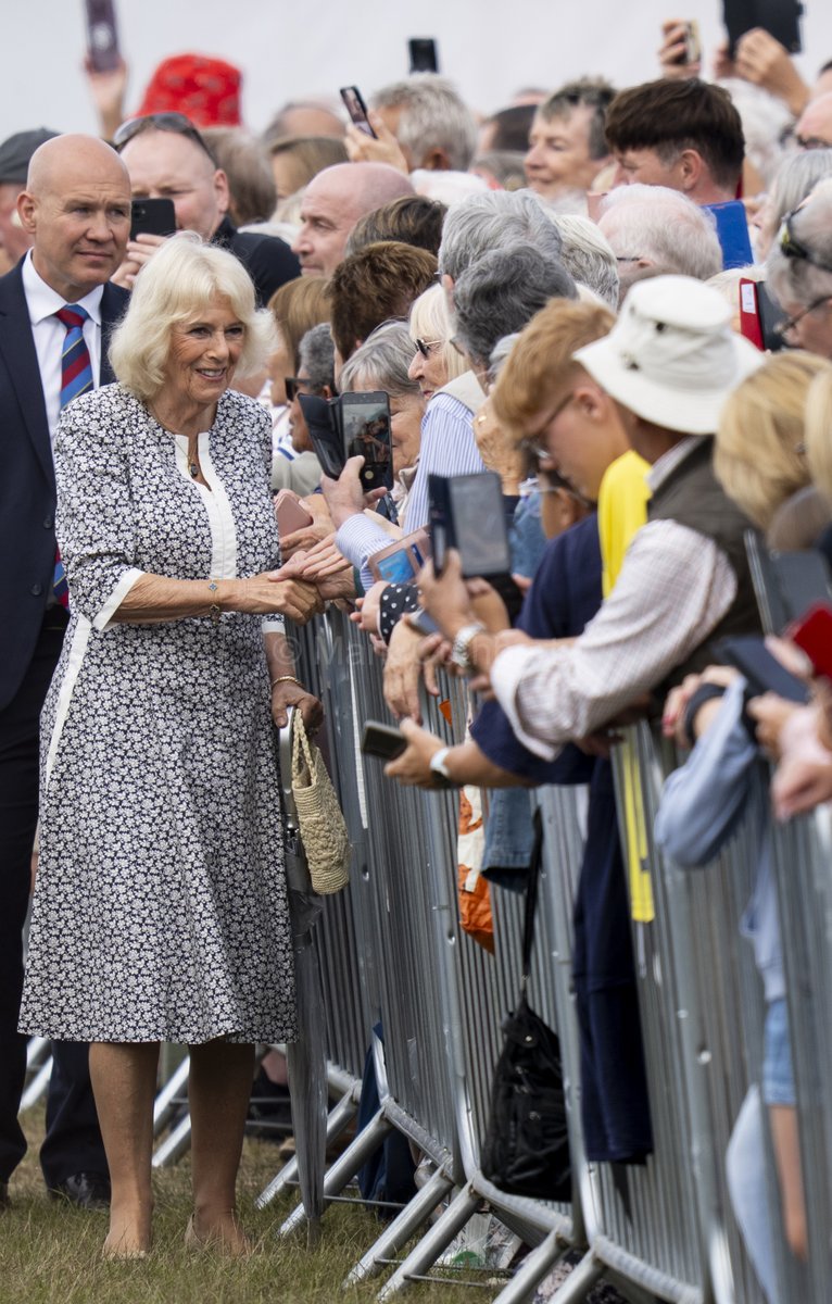 King Charles III and Queen Camilla during their visit to the Sandringham Flower Show. #Royals #Queen #king #KingCharlesIII #sandringham #flowershow