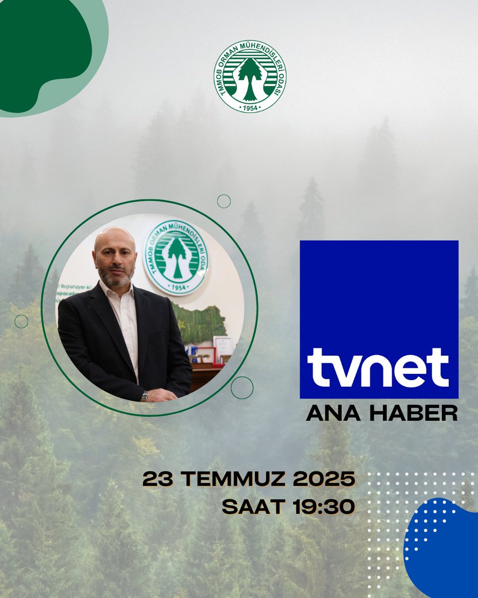 Bugün saat 19:30’da tvnet Ana Haber Bültenine canlı bağlantı ile katılarak, gündemdeki orman yangınları hakkında değerlendirmelerde bulunacağım.