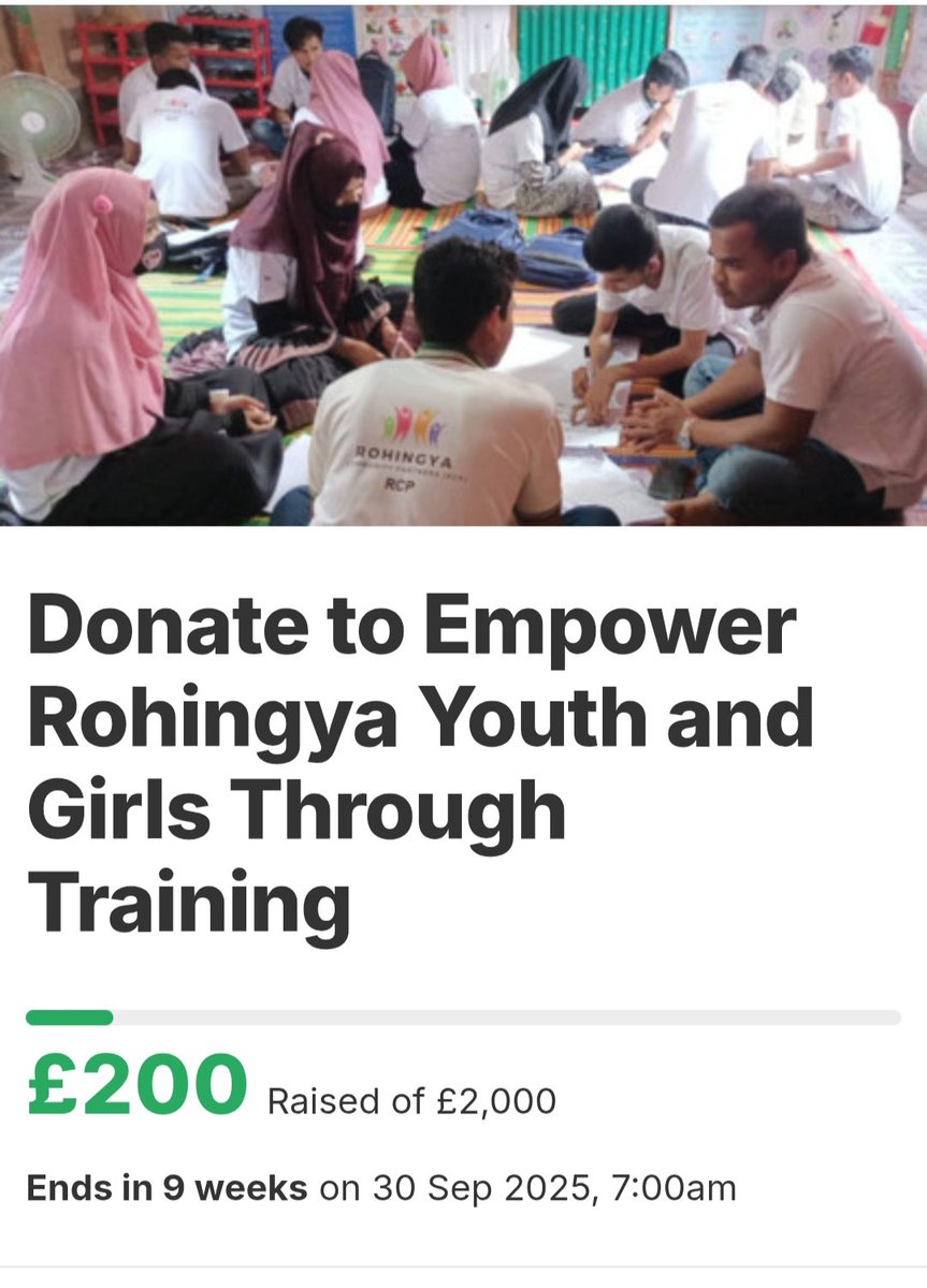 RohingyaRCP's tweet image. Unfortunately, donations have dropped off.
If we’re unable to raise £600 before the end of this month, we won’t be able to start our initiative project in August.
Please, if you can, chip in or share this with your network to help us reach our goal!
chuffed.org/project/139990…