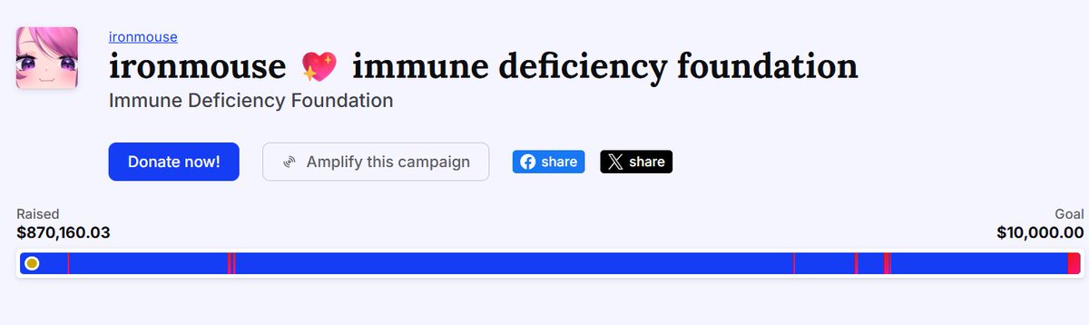 applemintey's tweet image. So wonderful to see people come together for a good cause! Please go donate 💖
tilt.fyi/aMJTgA3Ax9
#Ironmouse #immunedeficiencyfoundation