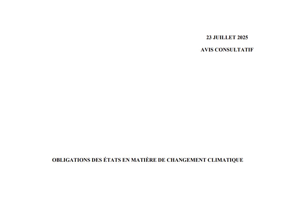 LIRE ICI : le texte intégral de l'avis consultatif de la #CIJ sur les Obligations des États en matière de changement climatique. 

go.icj-cij.org/3IYs2eh