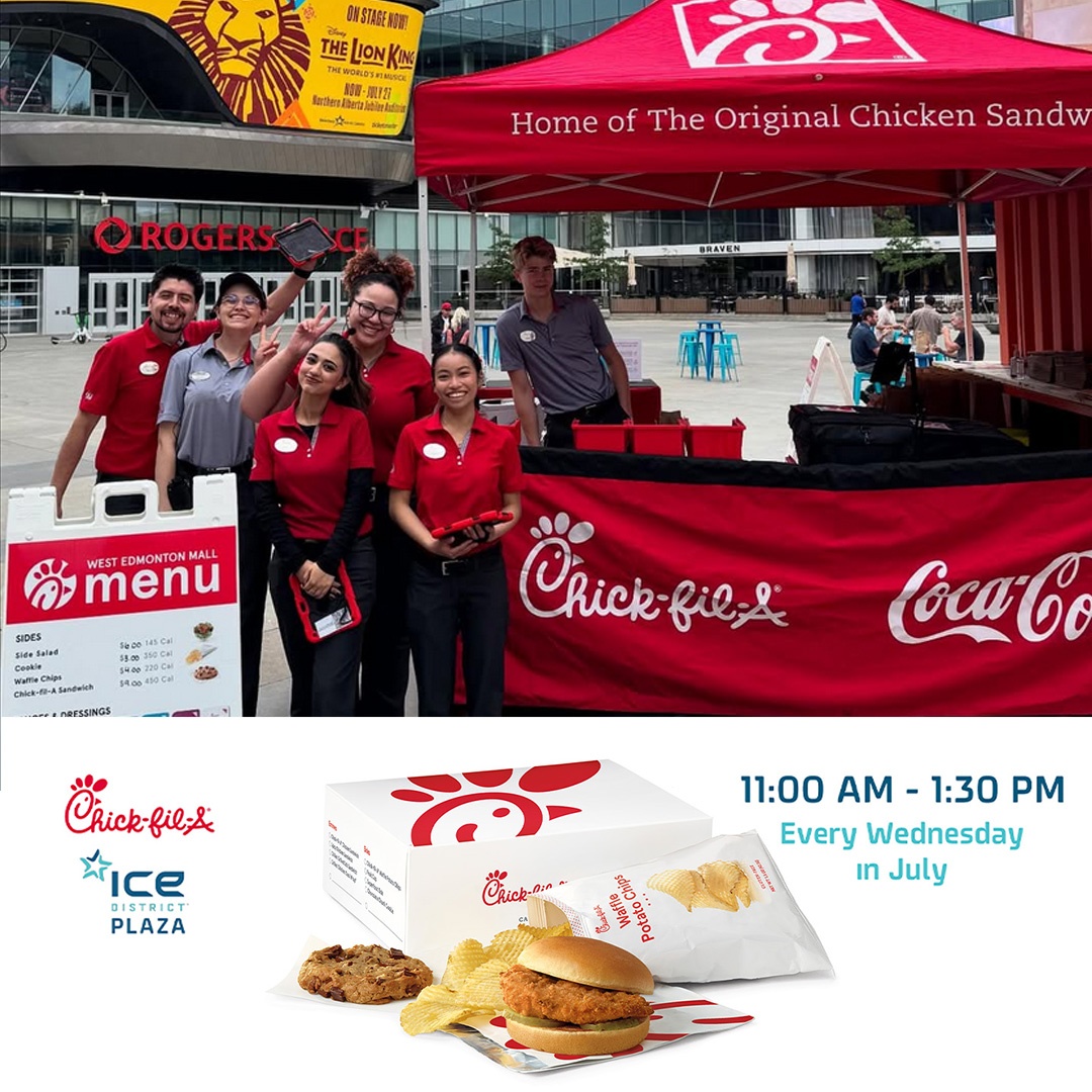 IceDistrict's tweet image. 🍗 It’s Wednesday, and you know what that means: Chick-fil-A is popping up in ICE District Plaza 🔥
Come down for lunch and treat yourself to their signature chicken sandwiches, nuggets, and sides. Good vibes and crispy bites are waiting!