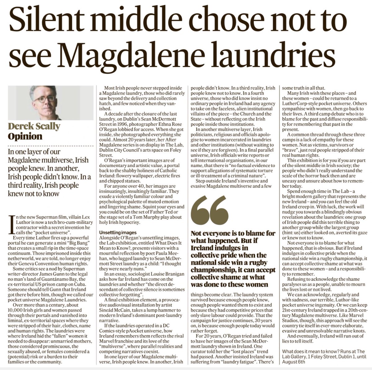 sccenglish's tweet image. In today’s Irish Times, Derek Scally on an important exhibition. Valuable for the double ‘knowing’ in Claire Keegan’s ‘Small Things Like These’.