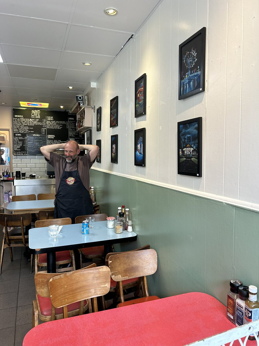 My exhibition of Fairground Night Paintings continues at Mario’s Cafe in Kentish Town tomorrow, Friday and Saturday. 6 Kelly Street, Kentish Town, London, NW5 8PH. Open Wed - Sat 8am - 4pm. 020 7284 2066