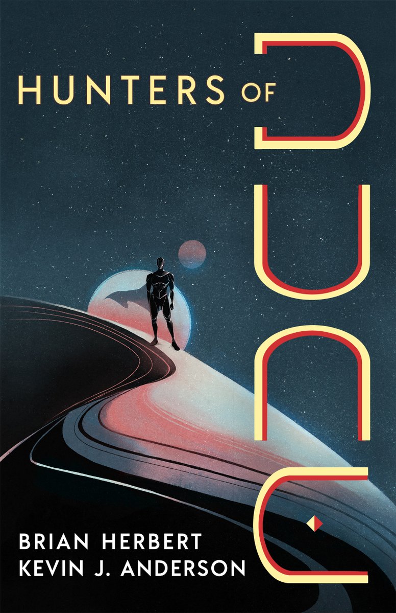 TheKJA's tweet image. Tor Books just showed us the new cover design for the reissue of HUNTERS OF DUNE, in trade paperback format for the first time. Art by Sonia Lai, design by Russell Trakhtenberg. SANDWORMS OF DUNE is also being revamped. I'll share that when it's available.